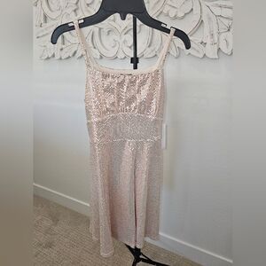 NWT Zunie Sparkling Sequin Metallic Dress in a Peachy & Cream Girls Sz 10 & 12